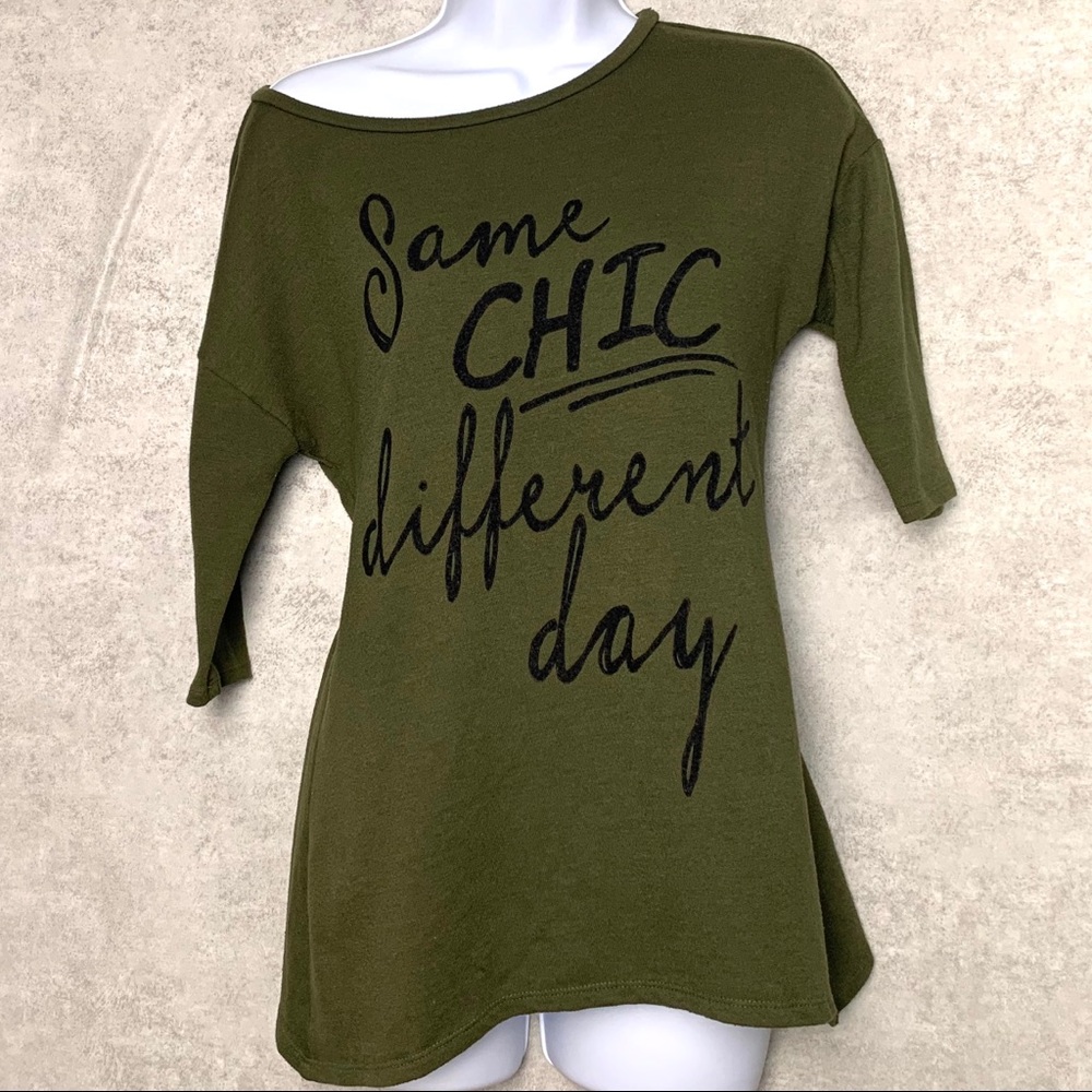 “Same Chic Different Day” Three Quarter Sleeve Tee